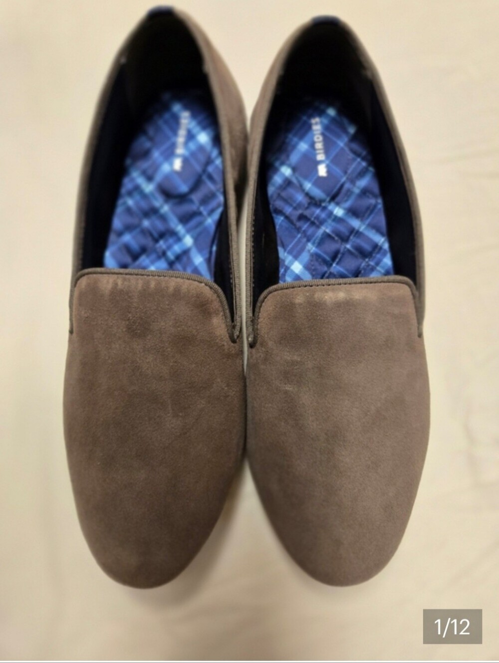 Birdies  Suede Slip-Ons with Blue Plaid Insole - Picture 5 of 12